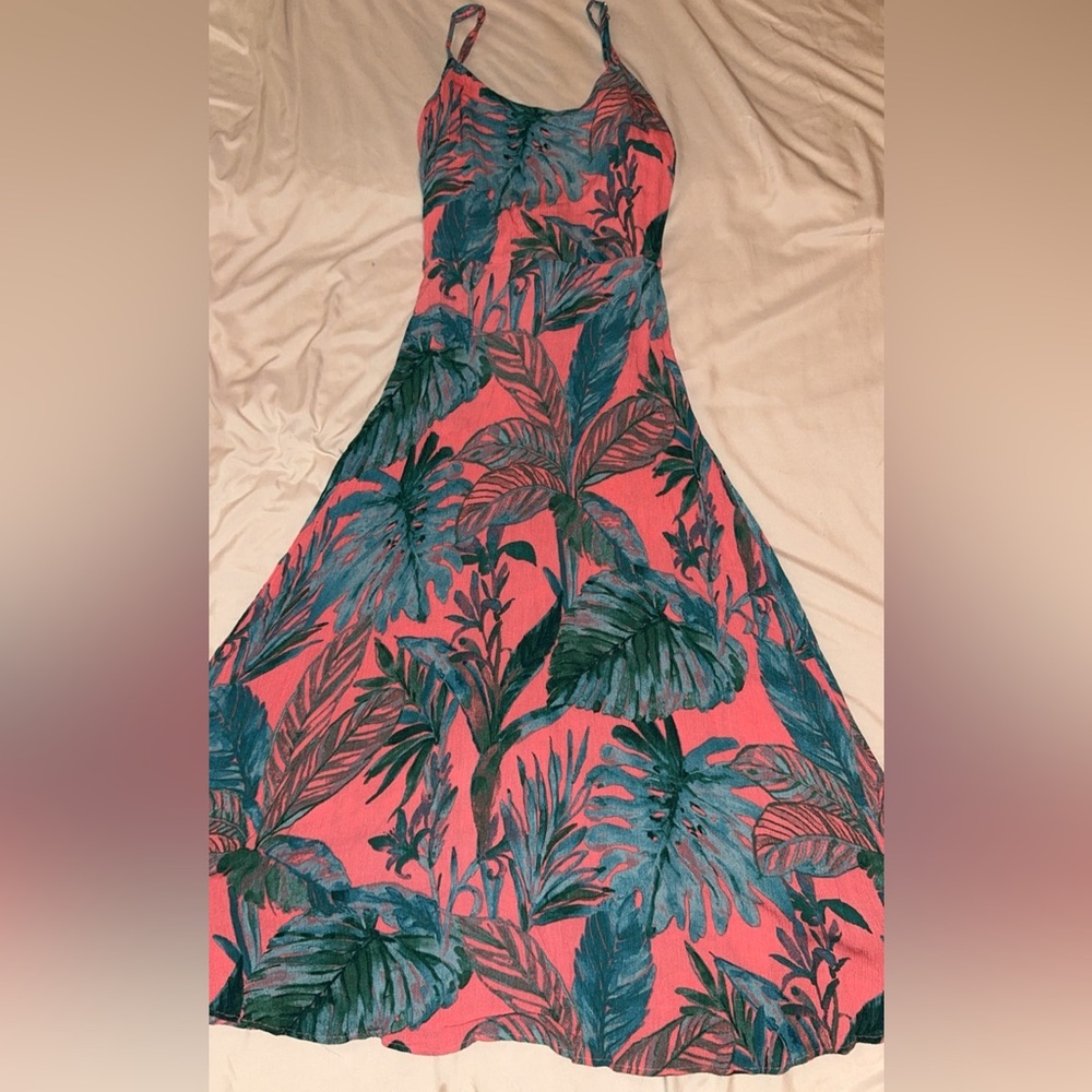 Tropical Leaf Print Dress